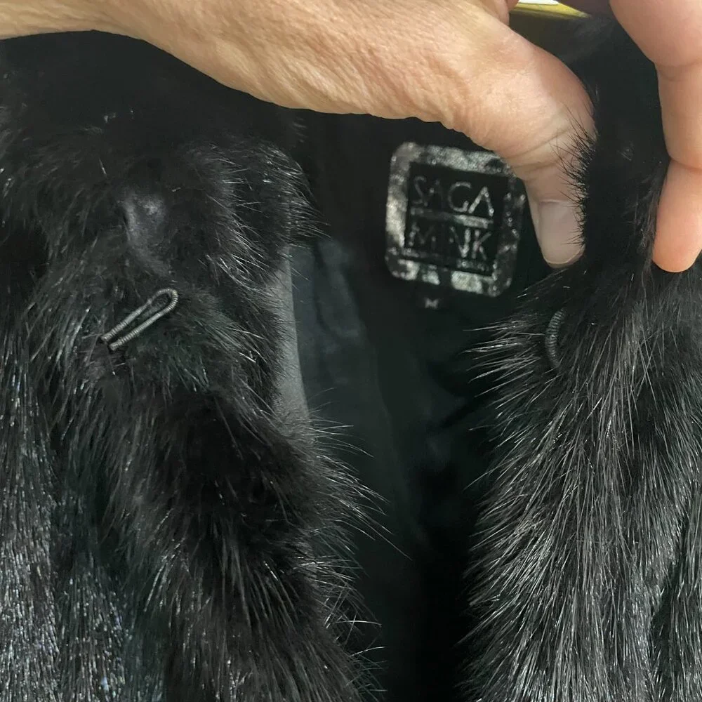 Black Mink Fur Jacket Coat Saga size Medium - Picture 5 of 5